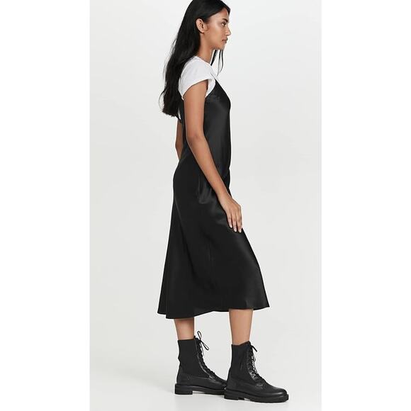 Dannijo Noir Midi Silk Slip Dress - S -Black - Picture 6 of 8